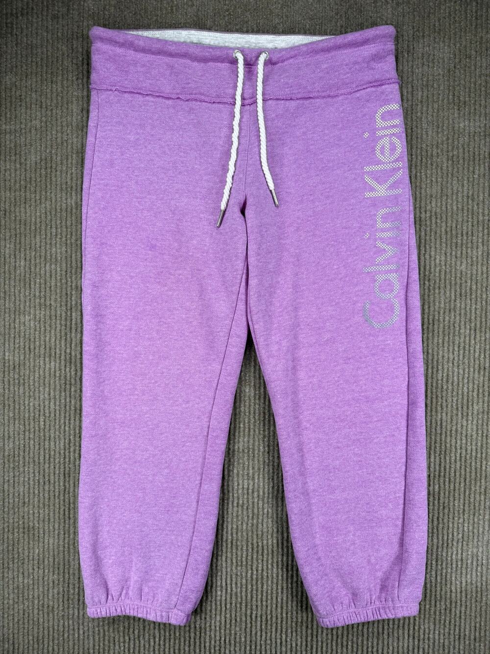 Calvin Klein Performance Purple Rhinestone Logo Joggers Small